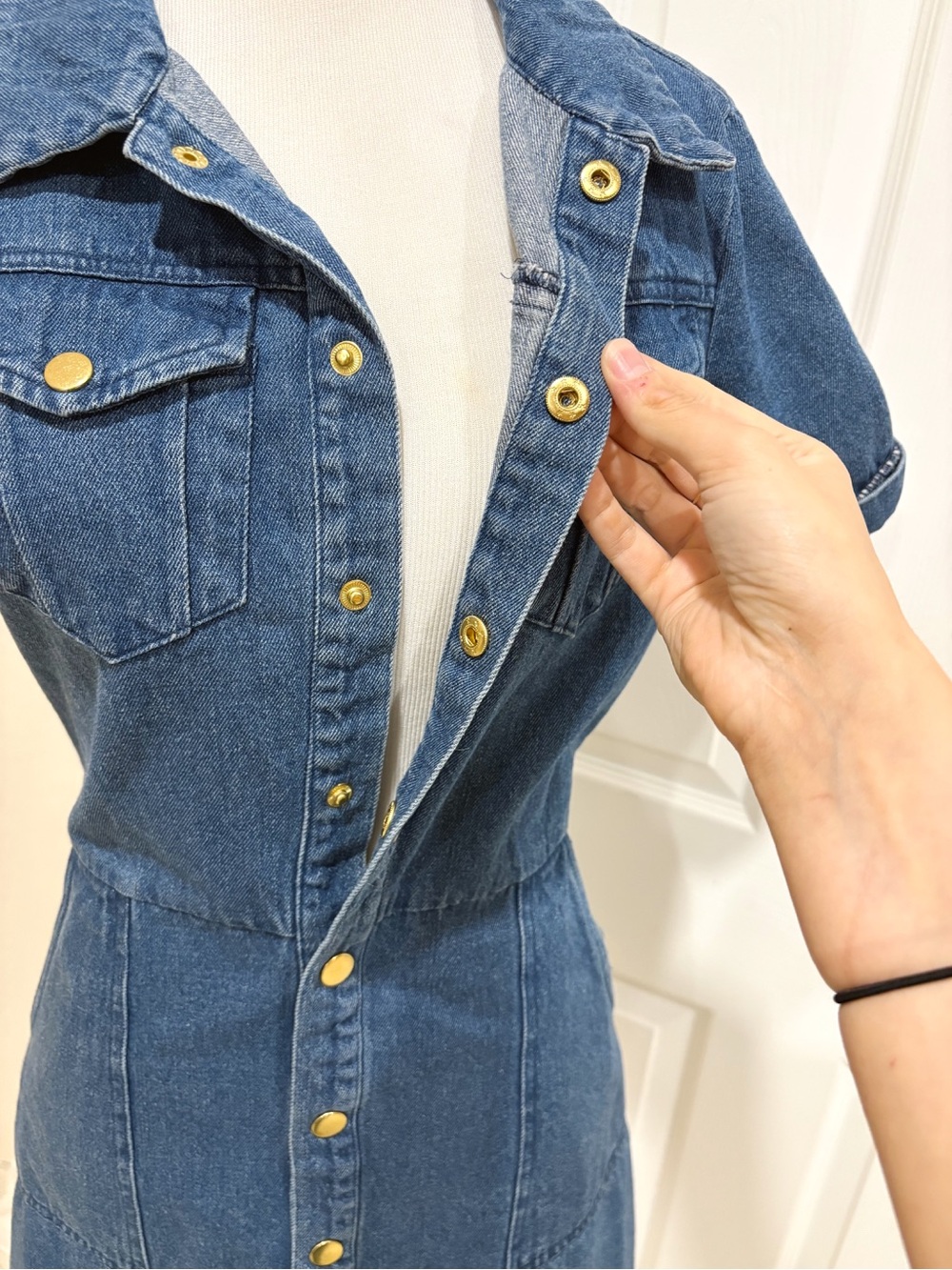 Alexia Admore Denim Button-Front Jean Denim Romina Shirt Dress Small - Picture 4 of 7